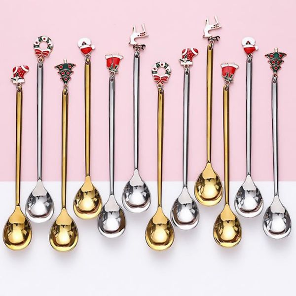 

spoons 6pcs coffee spoon mixing scoops stirring stainless steel