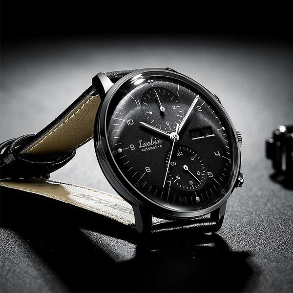 

wristwatches robin watch men's automatic mechanical waterproof luminous swiss business, Slivery;brown