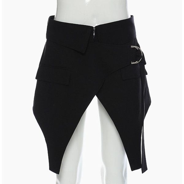 

skirts seebeautiful loose irregular split adjustable half-body skirt zipper pocket fashion spring summer 2021 woman e356, Black