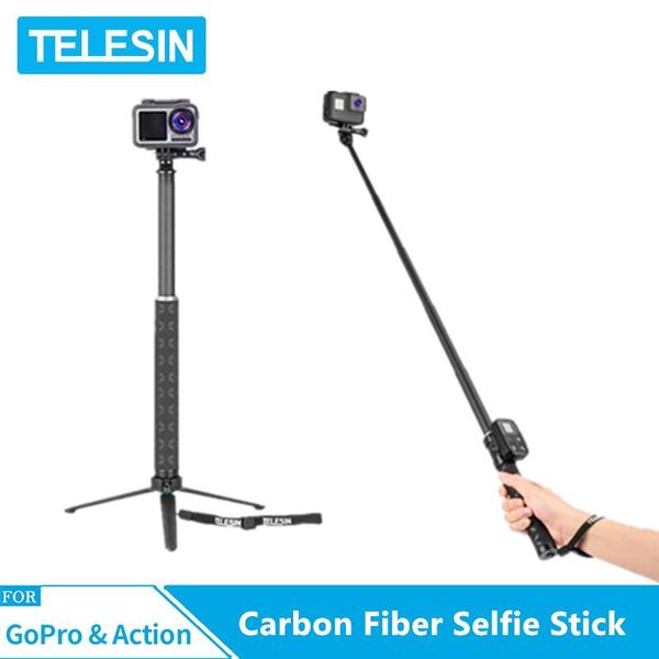 

selfie monopods telesin carbon fiber lightest stick + aluminium alloy tripod for hero 9 8 7 6 5 osmo action camera accessories