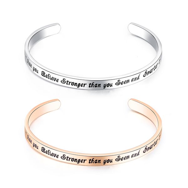 

jewelry titanium steel women's bracelet versatile c-shaped inspirational phrases accessories, Golden;silver