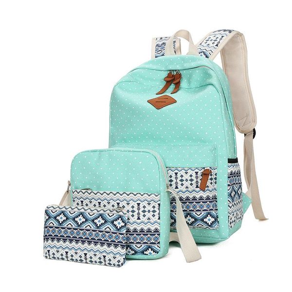 

3pcs/set ethnic printing canvas school bags for teenagers girls vintage schoolbags female backpacks mochila travel backpack