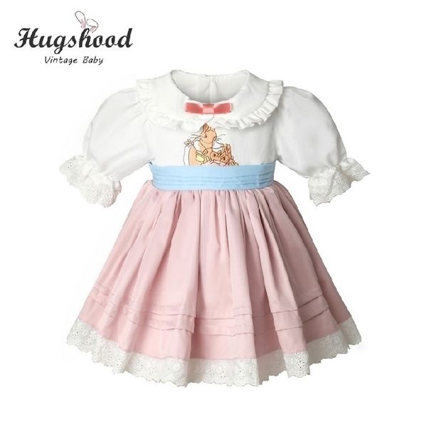 

0-10y baby girl summer autumn pink rabbit vintage turkey style lolita ball gown princess dress for girls casual party dress 210331, Red;yellow