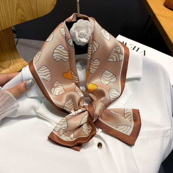 

scarves silk scarf women satin neck hair 2021 hijab head female foulard print office ladies shawl handkerchief, Blue;gray