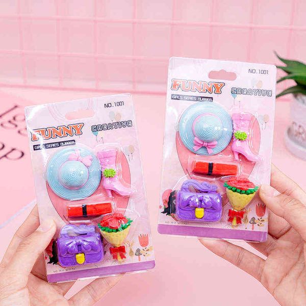 

1001 creative hat flower women's eraser set student stationery gift prize