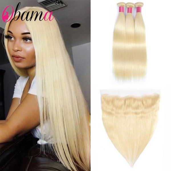 

human hair bulks remy blonde color straight 2 3 4 bundles with 13x4 ear to lace frontal closure brazilian 613 hd trans, Black