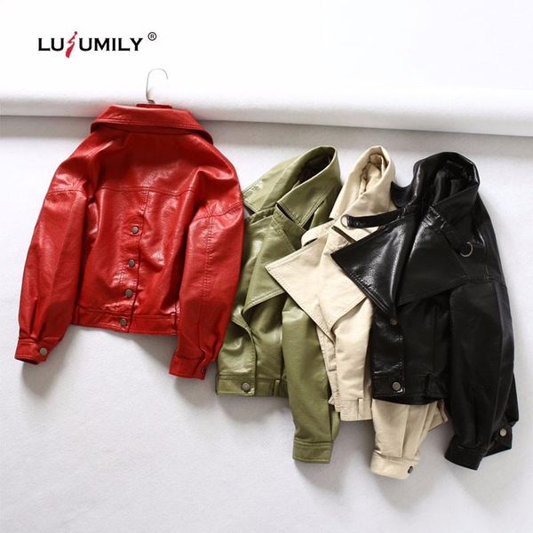 

women's leather & faux lusumily jacket women batwing sleeve vintage biker coat short zipper motor female spring autumn street pu jacket, Black