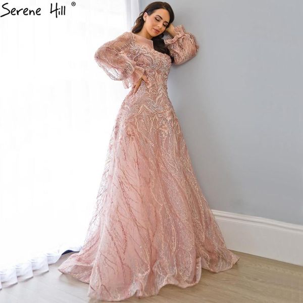 

party dresses serene hill pink a-line luxury evening 2021 lantern long sleeves beading lace formal dress la70676, White;black