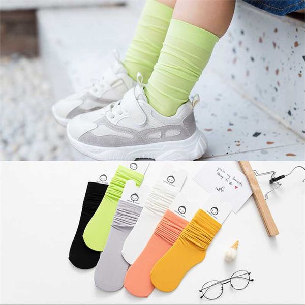 

footies 6pairs/lots girls socks 2021 summer candy color baby rajs knee-high frilly velvet fille long, Blue