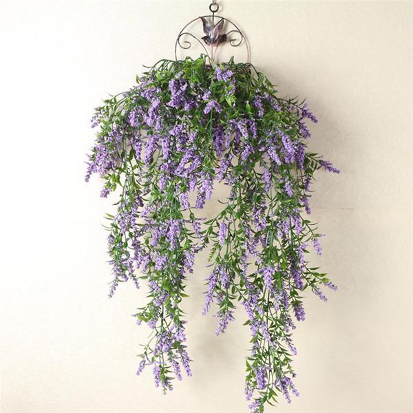 

decorative flowers & wreaths real touch artificial wall hanging plant pine lavender home decor balcony decorattion flower basket accessories