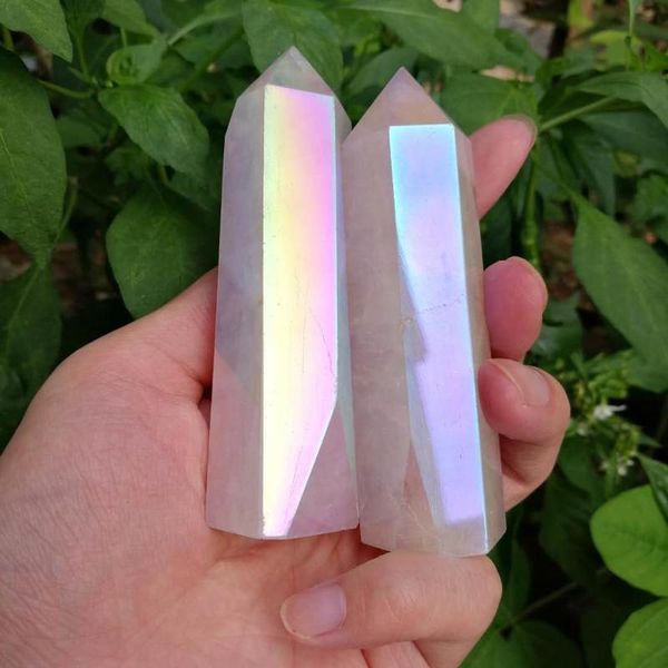 

decorative objects & figurines angle aura rose quartz crystal wand points for healing stone gifts