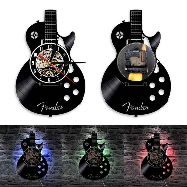 

wall clocks 2021 acoustic guitar musical instrument silent record clock home decoration living room bar decor