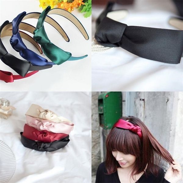 

bow headbands jewelry ribbon fabric art wide edge hairhoop solid color women fashion head buckle ornaments accessory 1 35sc m2, Silver