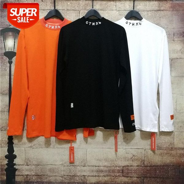 

classic semi-collar bottoming shirt long t burst embroidery design pullover sleeve men and women #ey9h, Black