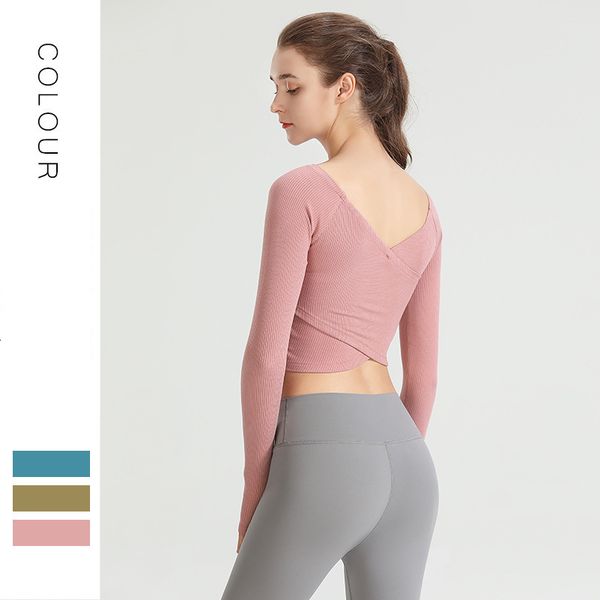 

tees t-shirt yoga women's long sleeve slim fit korean fashion ins running fitns cloth cross sports t-shirt, White