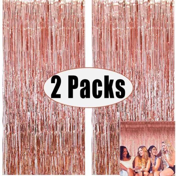 

party decoration 2pack backdrop metallic foil fringe tinsel curtain kids birthday wedding baby shower favor supplies