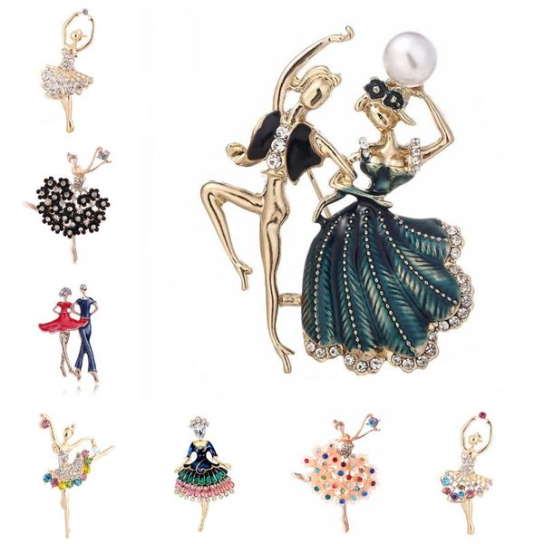 

pins, brooches exquisite crystal ballet dancer brooch pretty flower skirt pearl women girls gift pins broach, Gray