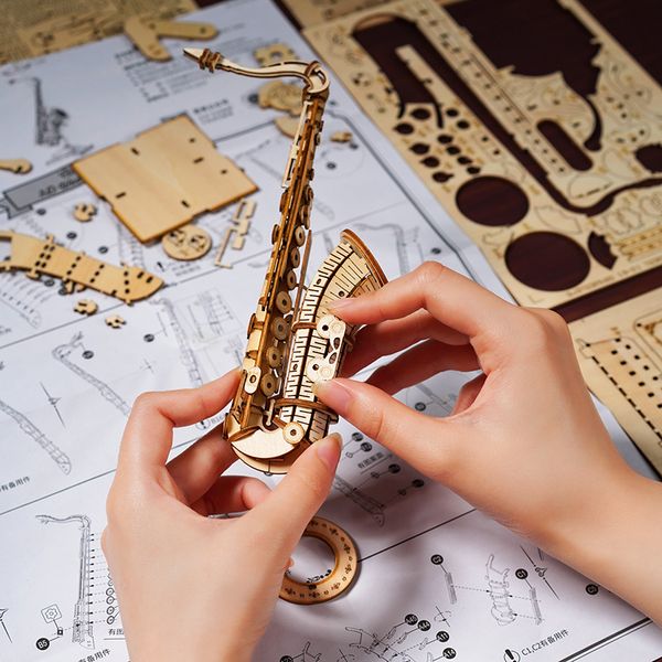 

Rolife 3D Wooden Puzzle Games Saxophone Model Toys for Children Kids Birthday Gifts