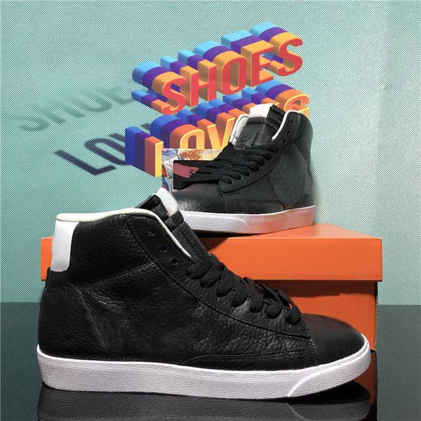 

mens womens mid 77 vintage leather casual shoes fashion good game blue serena all hallows eve sport trainers sneakers with box, Black