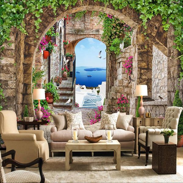 

wallpapers custom 3d wall murals european style arch seaside landscape po cloth living room bedroom home decor paper for walls