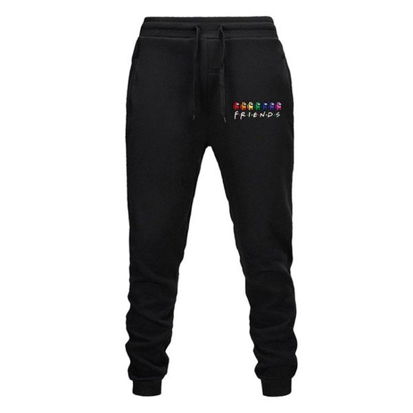 

men's pants white friends printing joggers male trousers casual sweatpants sports style, Black