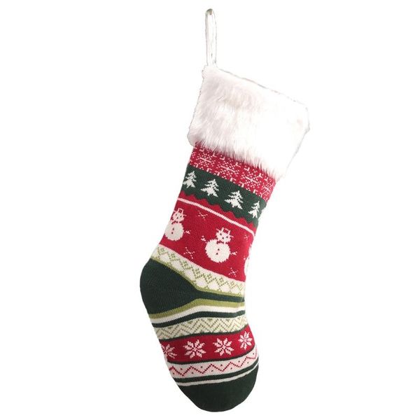 

christmas decorations color striped plush knitted stockings candy bag xmas stocking for family country rustic personalized holiday