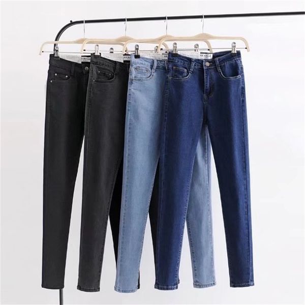 

women's jeans $d-8778-high waisted stretch skinny denim pants leggings women-201020 sfoh, Blue
