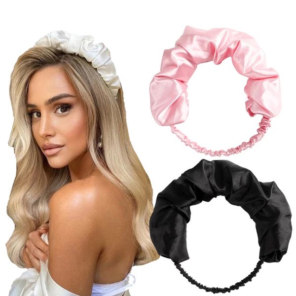 

fashion imitation satin hairband women girl casual bud headband solid color turban hair accessories headwear, Silver