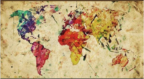Özel Fotoğraf Duvar Kağıtları 3D Murals Duvar Kağıdı Modern Avrupa Dünya Haritası El-Boyalı Duvar Duvar Kağıtları Ev Dekorasyonu