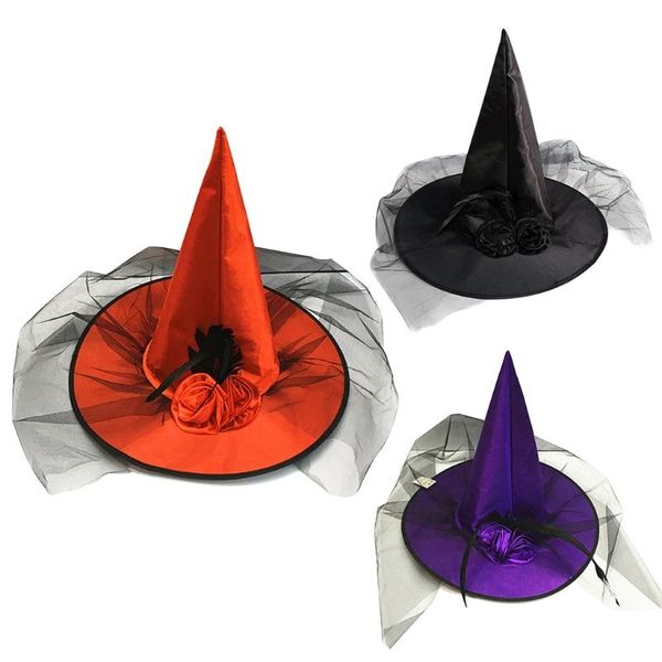 

other event & party supplies 066c women's witch hat with rose decor halloween foldable cosplay costume