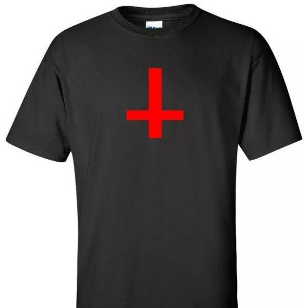 

red inverted upside down cross t-shirt satan devil odd future black tee shirt, White;black