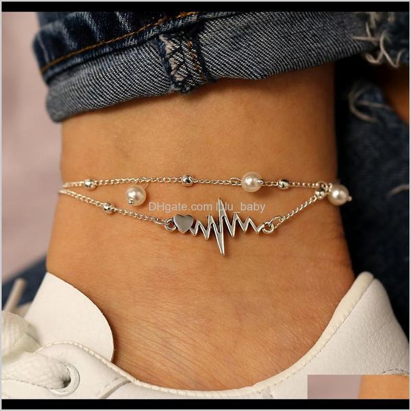 

anklets drop delivery 2021 fashion bead chain anklet women girl on the leg foot bracelet geometric ankle summer beach jewelry gift b0mu5, Red;blue