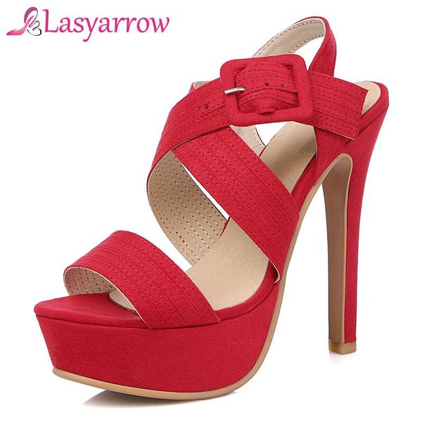 

lasyarrow wedding shoes women high stiletto heels open toe platform big size 30-48 ladies gladiator party rm437 sandals, Black