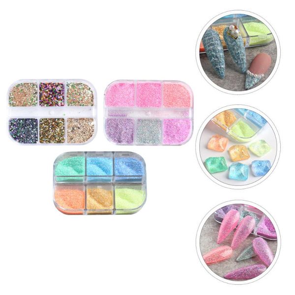 

nail glitter 3 boxes art powder irregular particle manicure shimmering, Silver;gold