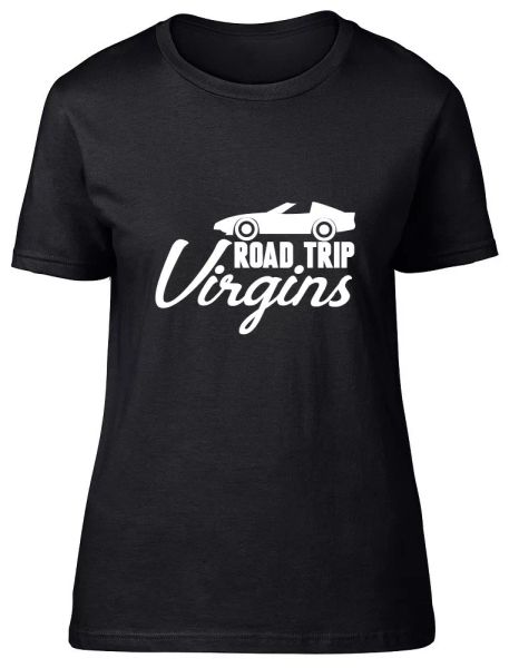 

road trip virgins womens ladies fitted t-shirt, White;black