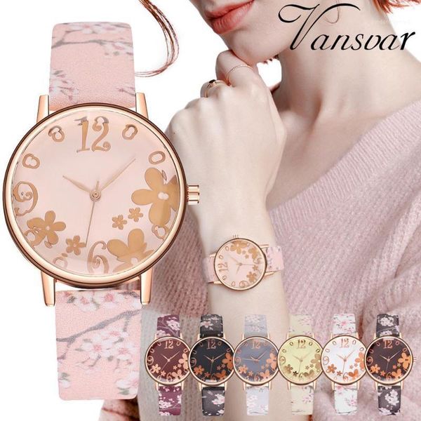 

wristwatches 2021 fashion women small fresh printed embossed flower dial girl luxury watch female clock quartz elegant, Slivery;brown