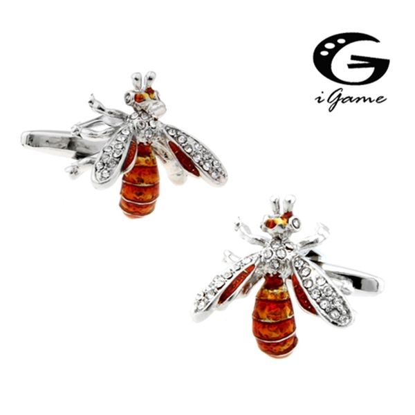 

igame wasp cufflinks gold-color bee quality brass crystal design, Silver
