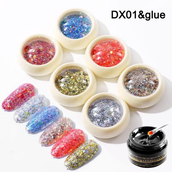 

colors women nail sequins set mirror effect glitter powder with sealant sswell1