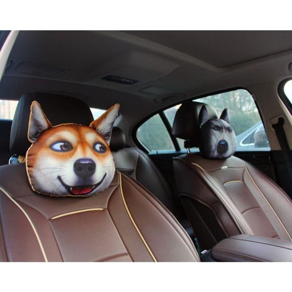 

seat cushions 3d printed schnauzer teddy dog face car headrest neck rest auto safety cushion with activated carbon