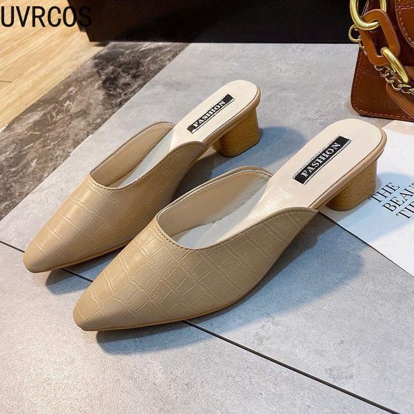 

spring baotou women's slippers casual fashion simple shoes vamp fold design elegant mature temperament, Black