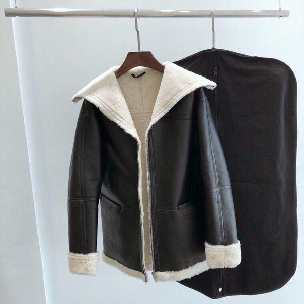 

women's leather & faux 2021 winter real genuine jacket women fur coats warm overcoat 11, Black