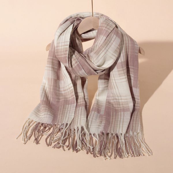 

autumn and winter british stripe plaid scarf female rectangular bib twill warm jacquard scarf shawl, Blue;gray