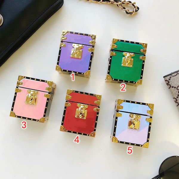 

for airpods pro cases luxury square discolor embossing pattern wristband fashion designer wireless bluetooth earphone protective cover air p