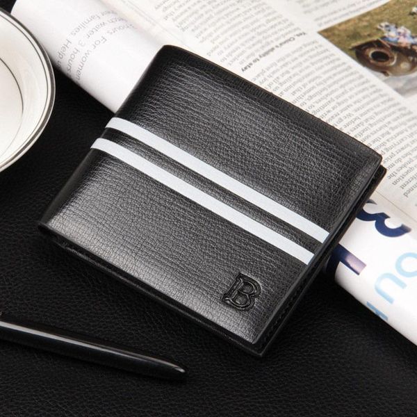 

wallets pu leather small wallet men hit-color short purse slim money coin cards holder pouch bag js26, Red;black