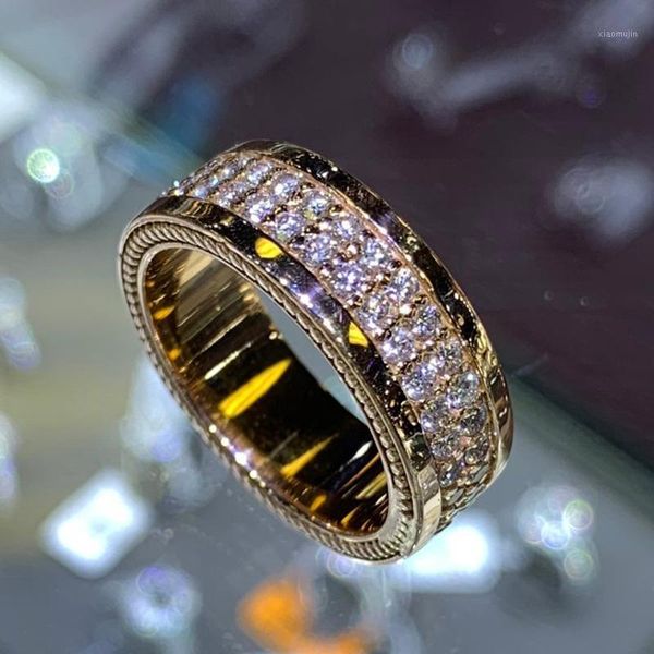 

cluster rings vintage gold plated symmetrical two lines white stone band ring for women men wedding party banquet retro jewelry n4m849, Golden;silver