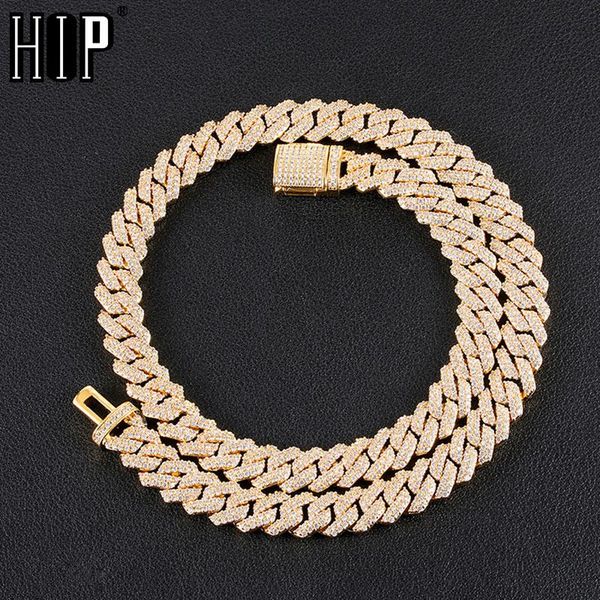 

chains hip hop 10mm 2 row heavy cuban prong chain bling iced out box buckle copper setting + cubic zirconia necklace for men jewelry, Silver