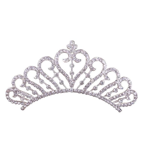 

2021 wedding crystal crown comb pearl sticks prom headband kids party events clear rhinestone tiaras sliver hair jewelry christmas gift, Slivery;white