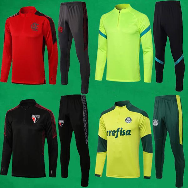 

2021 men's jogging football training tracksuit kits 21 22 flamengo soccer suits survetement foot chandal futbol sao paulo chÃ¡ndal sport, Black