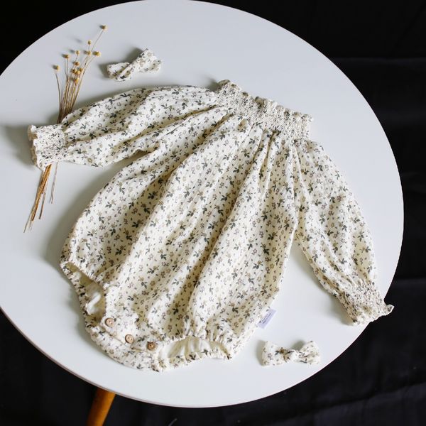 

korean baby spring and autumn floral long-sleeved one-piece suit romper, Blue