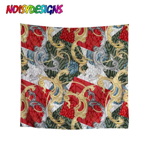 

scarves noisydesigns hip hop bandana headwear euporean pattern hair band scarf neck wrist wrap retro golden flower chain prints, Blue;gray